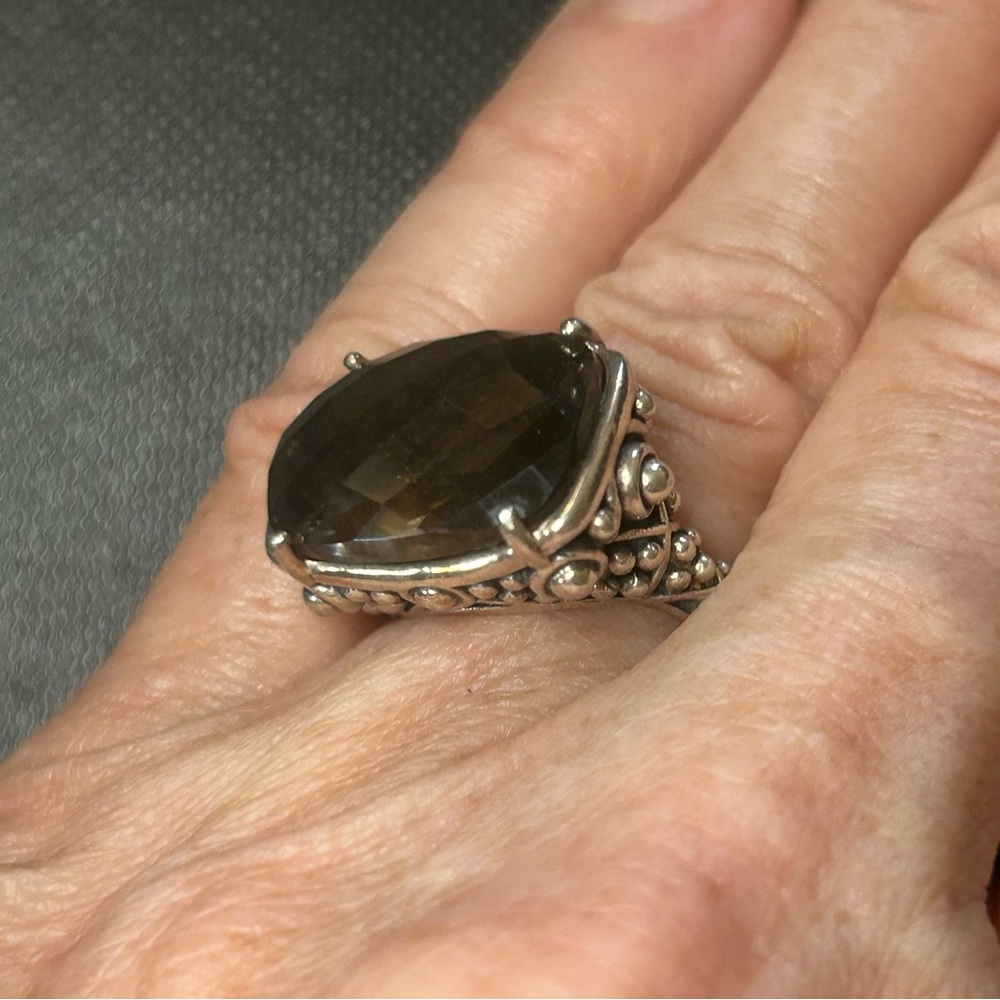 Artisan Smoky Brown Gemstone Sterling-Style Statement Ring